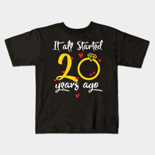 Wedding Anniversary 20 Years Together Golden Family Marriage Gift For Husband And Wife Kids T-Shirt